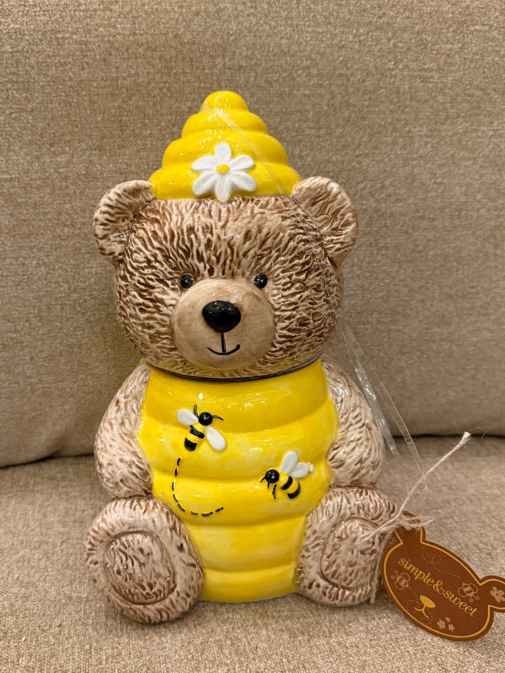 NWT Teddy Bear Bumble Bee Hive Flower Bees Spring Cookie Jar Canister